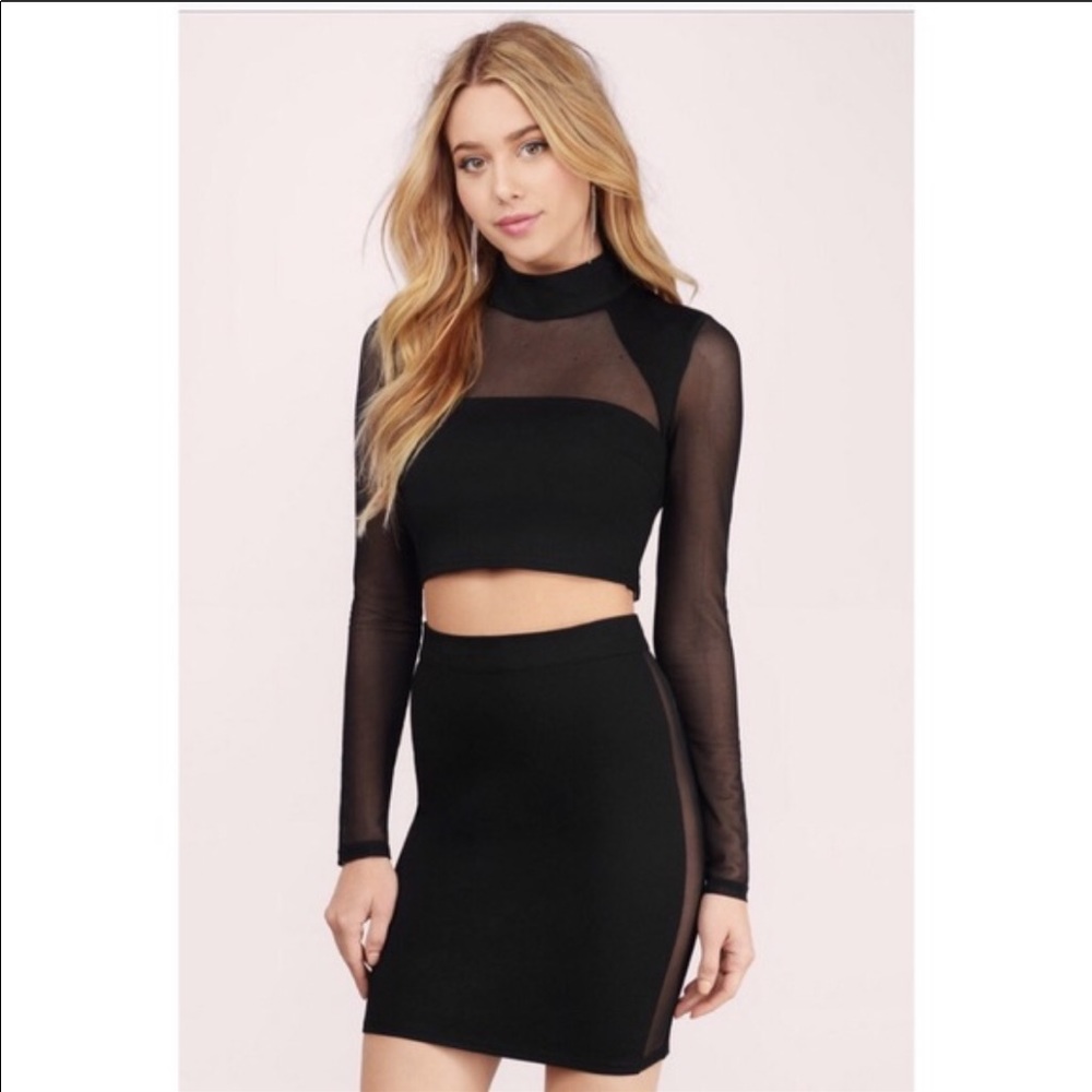 TOBI Pencil Skirt with mesh side stripe